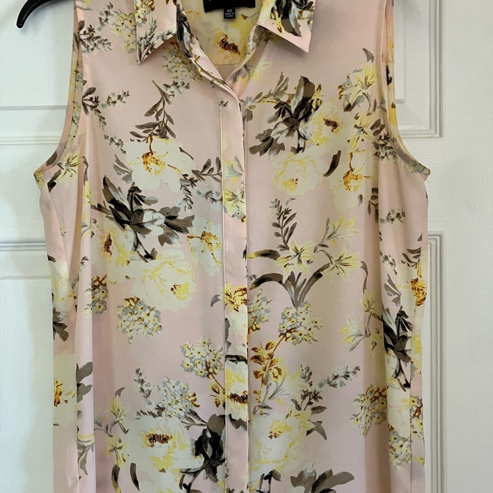 Floral Sleeveless Blouse - Pink and Yellow